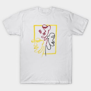 Yellow. Magenta. Black. Three Faces T-Shirt